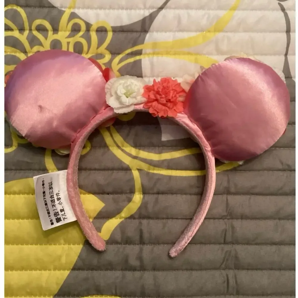 NWOT Disney Parks Pink Peach White Flowers Epcot Garden Festival Ears Headband